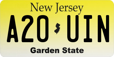 NJ license plate A20UIN