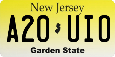 NJ license plate A20UIO