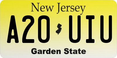 NJ license plate A20UIU