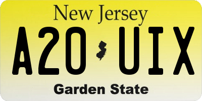 NJ license plate A20UIX