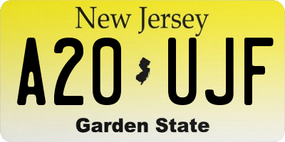 NJ license plate A20UJF