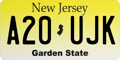 NJ license plate A20UJK