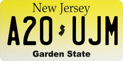 NJ license plate A20UJM