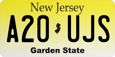 NJ license plate A20UJS