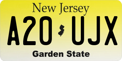 NJ license plate A20UJX
