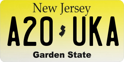 NJ license plate A20UKA