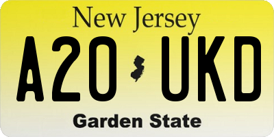 NJ license plate A20UKD