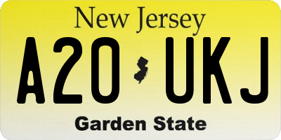 NJ license plate A20UKJ
