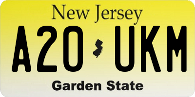 NJ license plate A20UKM