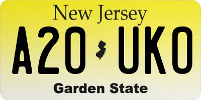 NJ license plate A20UKO