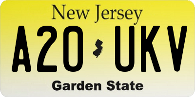 NJ license plate A20UKV