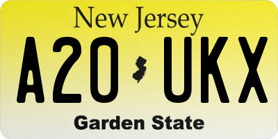 NJ license plate A20UKX
