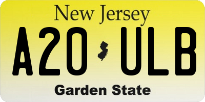 NJ license plate A20ULB