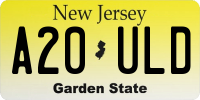 NJ license plate A20ULD
