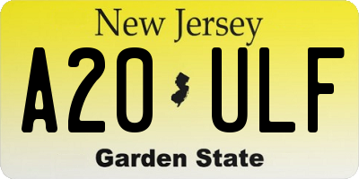 NJ license plate A20ULF