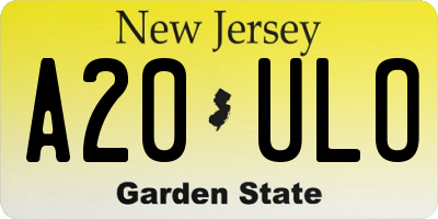 NJ license plate A20ULO