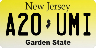 NJ license plate A20UMI