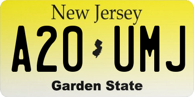 NJ license plate A20UMJ