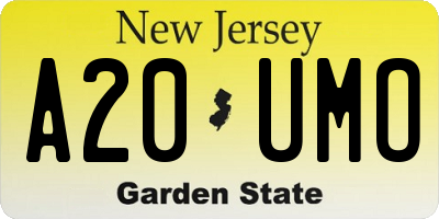 NJ license plate A20UMO
