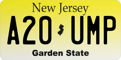 NJ license plate A20UMP