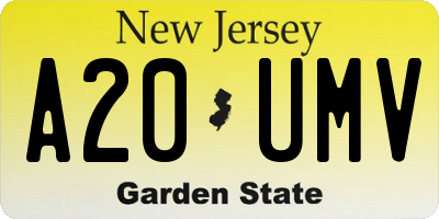 NJ license plate A20UMV
