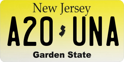 NJ license plate A20UNA