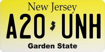 NJ license plate A20UNH