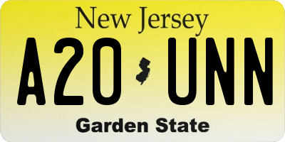 NJ license plate A20UNN