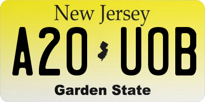NJ license plate A20UOB