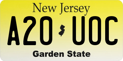 NJ license plate A20UOC