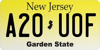 NJ license plate A20UOF