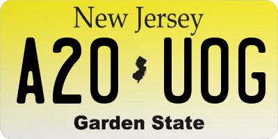 NJ license plate A20UOG