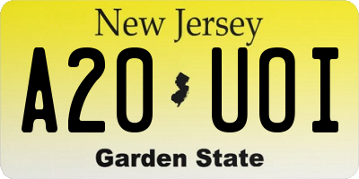 NJ license plate A20UOI