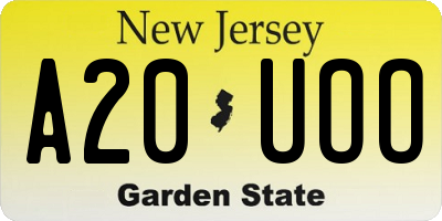 NJ license plate A20UOO