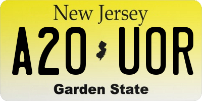 NJ license plate A20UOR