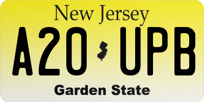 NJ license plate A20UPB