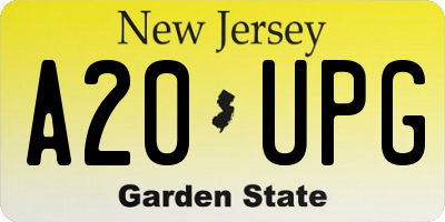 NJ license plate A20UPG