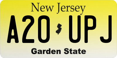 NJ license plate A20UPJ