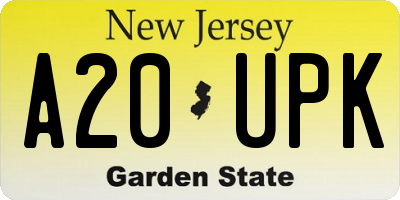 NJ license plate A20UPK