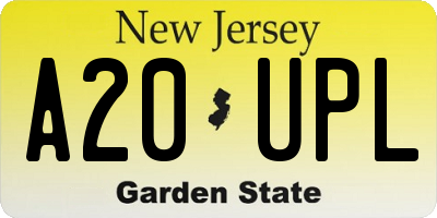NJ license plate A20UPL