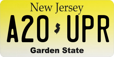 NJ license plate A20UPR