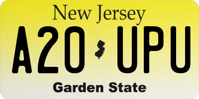 NJ license plate A20UPU