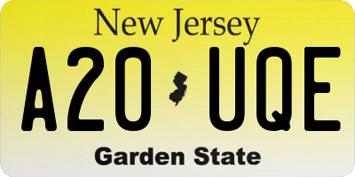 NJ license plate A20UQE