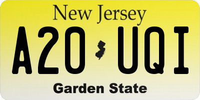 NJ license plate A20UQI