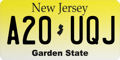 NJ license plate A20UQJ