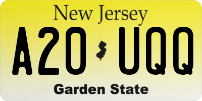 NJ license plate A20UQQ