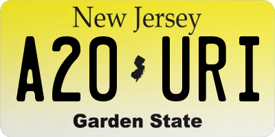 NJ license plate A20URI