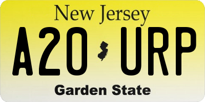 NJ license plate A20URP