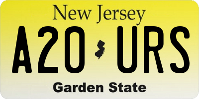 NJ license plate A20URS