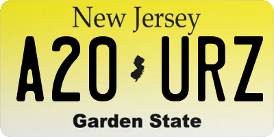 NJ license plate A20URZ